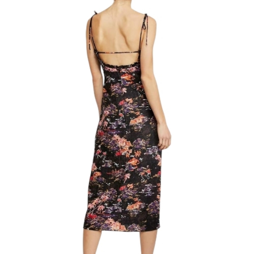 Free People NWT Beach Party Tie Shoulder Midi Dress Size 12 Linen Blend